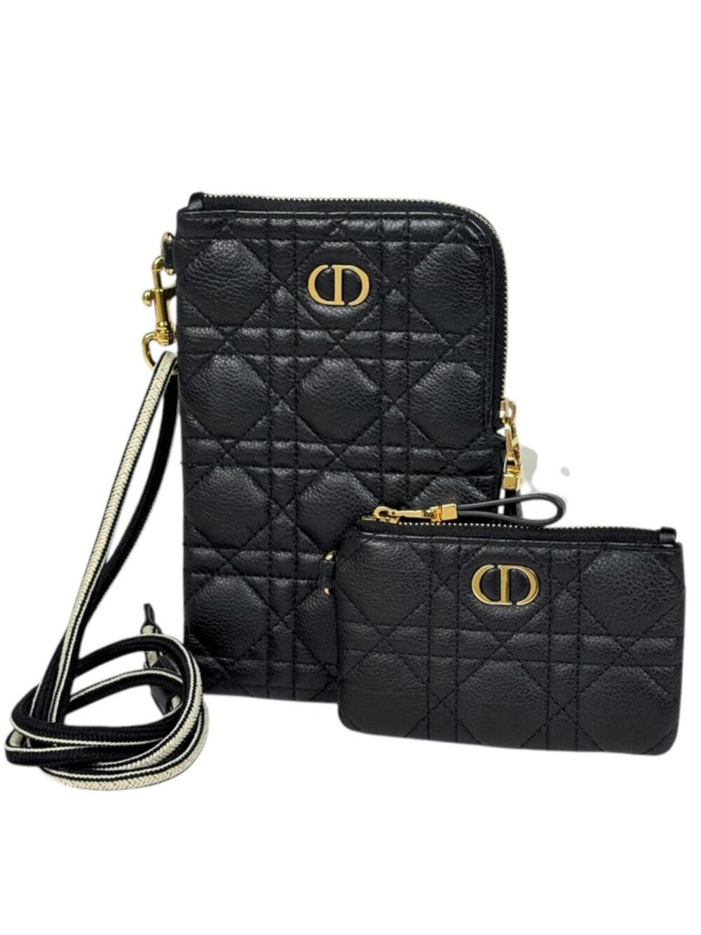 Dior Pouch Caro Multi Function Cannage Leather Black